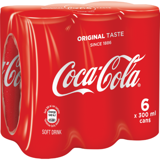 Coca-Cola Original Soft Drink Cans 6 x 300ml