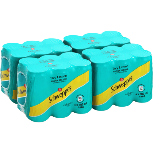 Schweppes Dry Lemon Soft Drink Cans 24 x 300ml