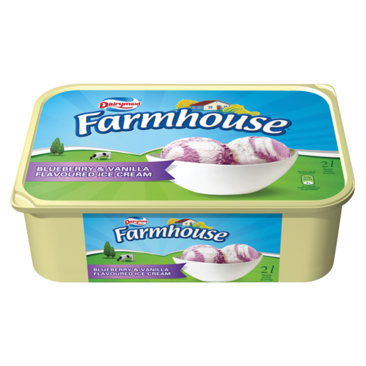 Dairymaid Farmhouse Blueberry & Vanilla Flavoured Ice Cream Tub 2L