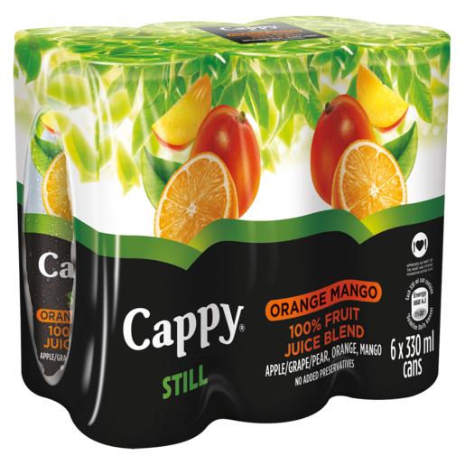 Cappy Still Orange & Mango Flavoured Fruit Juice Blend Cans 6 x 330ml