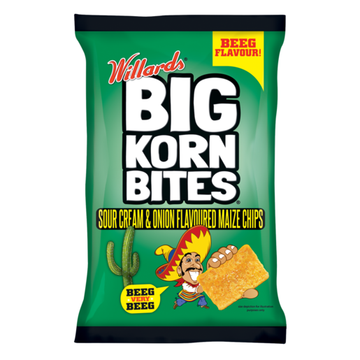 Big Korn Bites Sour Cream & Onion Flavoured Maize Chips 120g
