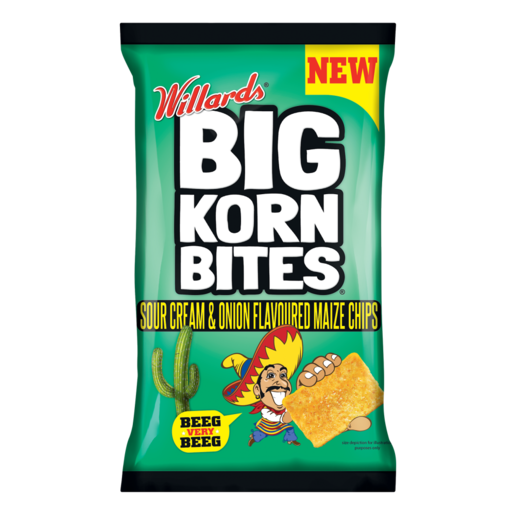 Big Korn Bites Sour Cream & Onion Flavoured Maize Chips 50g