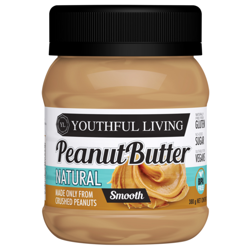 Youthful Living Natural Smooth Peanut Butter Tub 380g