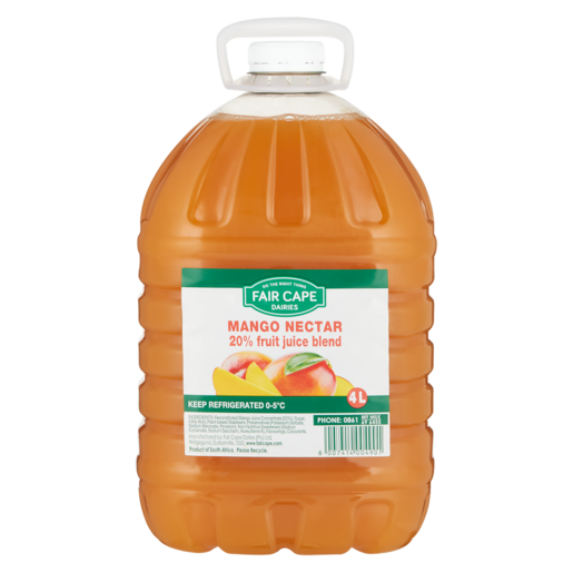Fair Cape Dairies 20% Mango Flavoured Fruit Nectar Bottle 4L