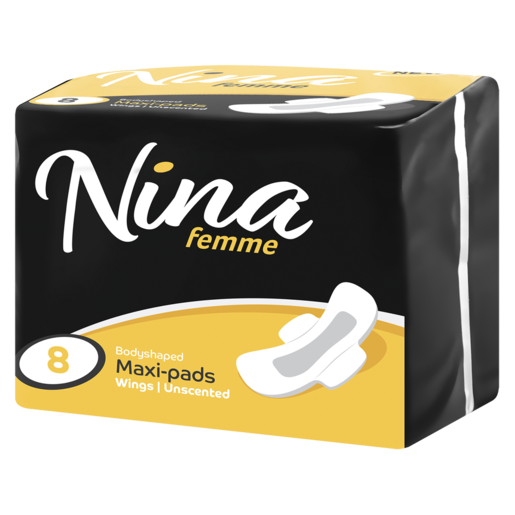 Nina Femme Body Shaped Winged Unscented Maxi-Pads 8 Pack