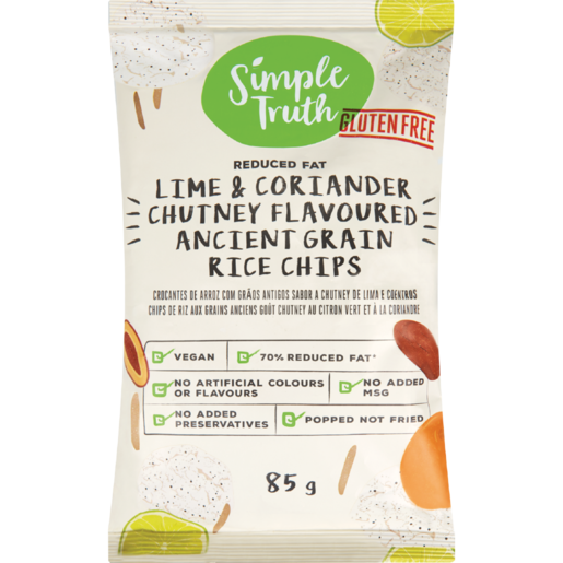 Simple Truth Gluten Free Lime & Coriander Chutney Flavoured Ancient Grain Rice Chips 85g