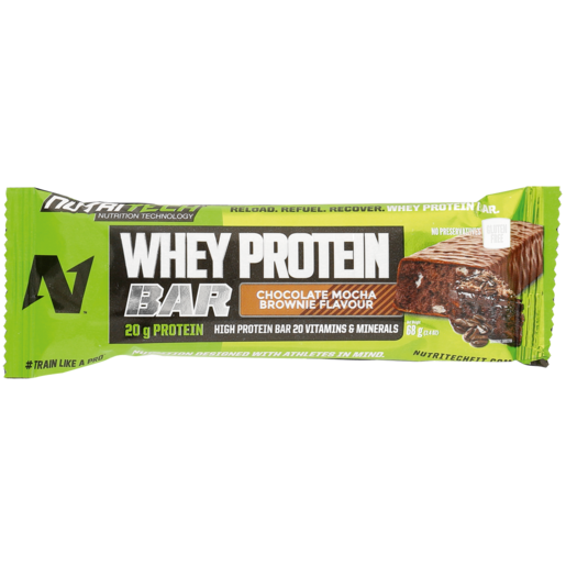 NutriTech Chocolate Mocha Brownie Flavoured Whey Protein Bar 68g