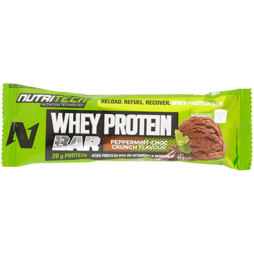 NutriTech Peppermint-Choc Crunch Flavoured Whey Protein Bar 68g