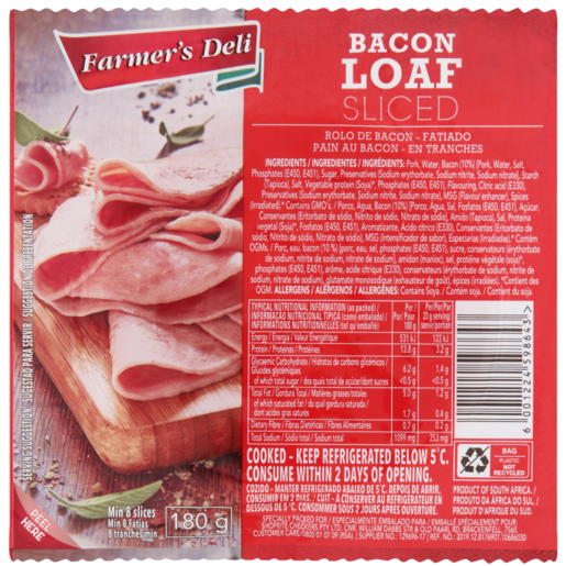 Farmer's Deli Sliced Bacon Loaf 180g