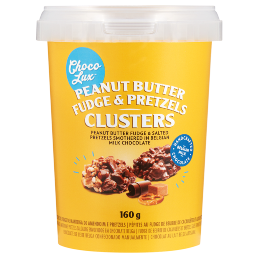 Choco Lux Peanut Butter Fudge & Pretzels Chocolate Clusters Tub 160g
