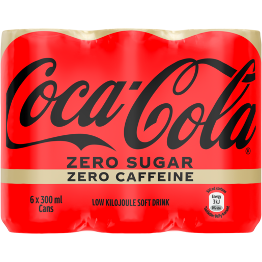 Coca-Cola Zero Sugar Zero Caffeine Soft Drink 6 x 300ml 