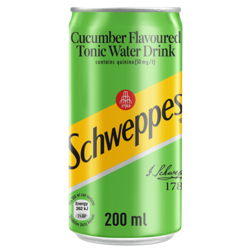 Schweppes Cucumber Flavoured Tonic Soft Drink Can 200ml
