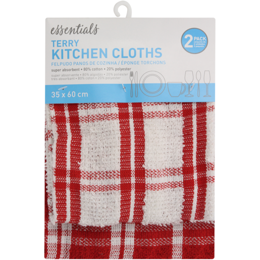 Essentials Terry Kitchen Cloth 2 Pack