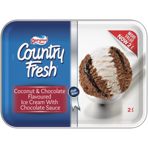 Dairymaid Country Fresh Coconut & Chocolate Flavoured Ice Cream With Chocolate Sauce 2L