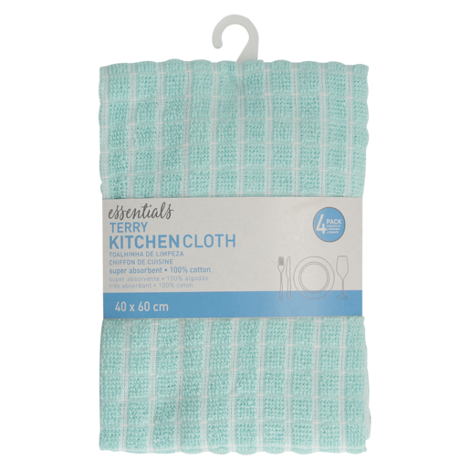Essentials Terry Kitchen Cloth 4 Pack | Kitchen Towels, Cloths ...