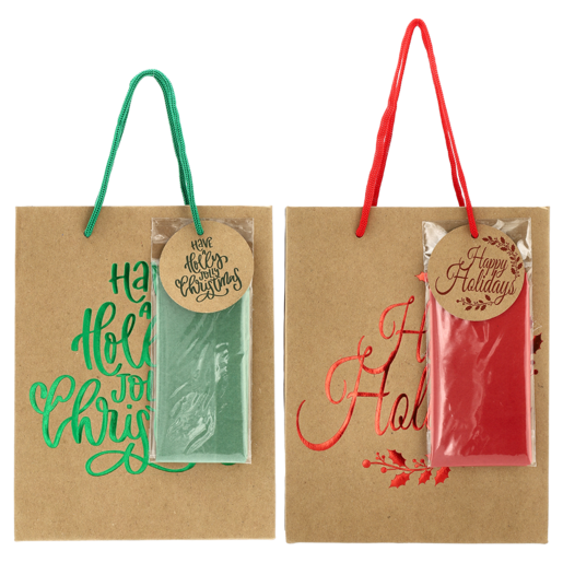 Santa's Choice Christmas Medium Kraft Bag (Design May Vary)