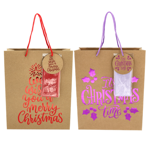 Kraft Christmas Gift Bag With Tissue Paper Large (Assorted Item - Supplied  At Random)​​, Gift Bags, Wrapping & Gifting, Gifts