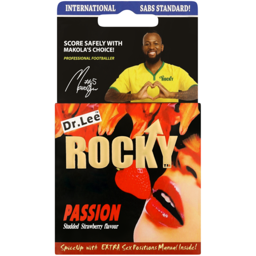 Dr. Lee Rocky Passion Studded Strawberry Flavour Condoms 3 Pack