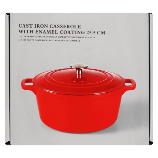 Red Cast Iron Casserole 25.5cm (Assorted Item - Supplied at Random)