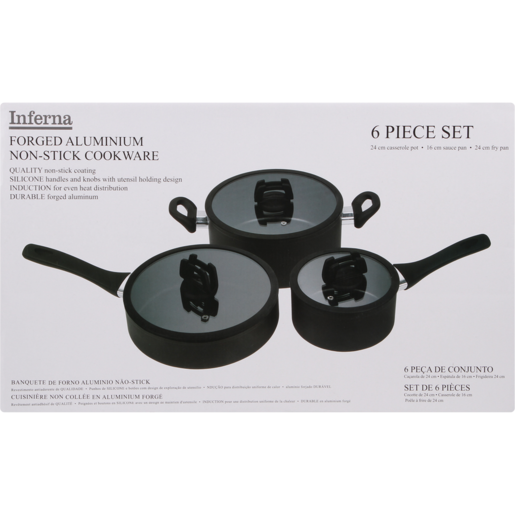 Inferna Black Forged Aluminium Cookware Set 6 Piece