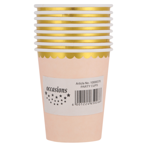 Occasions Pink & Gold Paper Cups 8 Pack