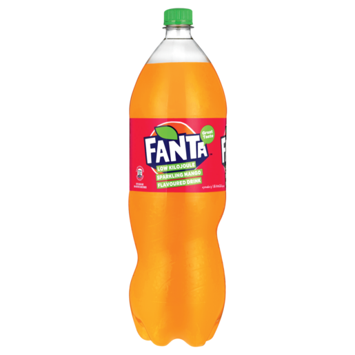 Fanta Sparkling Mango Flavoured Low Kilojoule Soft Drink Bottle 2L