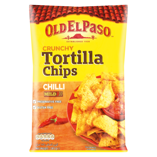 Old El Paso Chilli Flavoured Crunchy Tortilla Chips 185g