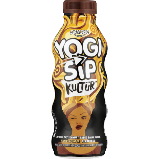 Danone Yogi Sip Kultür Vanilla Latte Flavoured Medium Fat Yoghurt Based Drinking Dairy Snack 500g