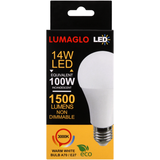 Lumaglo Warm White A70/E27 LED Globe 14W