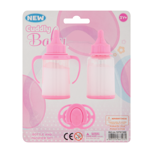 Cuddly Baby Toy Bottle & Pacifier Set 3 Piece