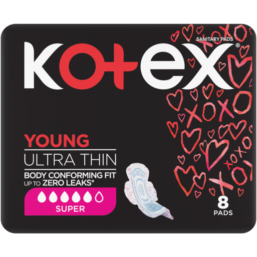 Kotex Young Ultra Thin Sanitary Pads With Wings 8 Pack