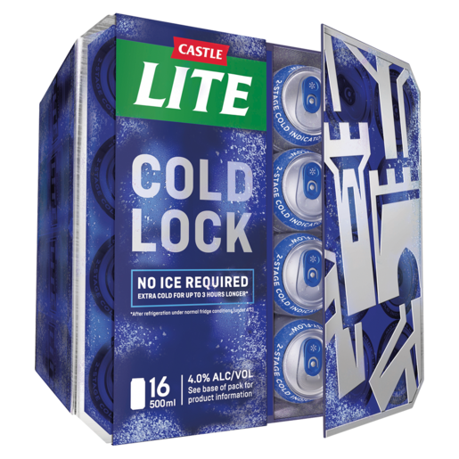 Castle Lite Cold Lock Beer 16 x 500ml Cans