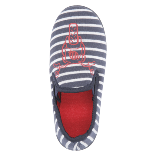 Boys Grey Striped Slippers Size 9 - 6