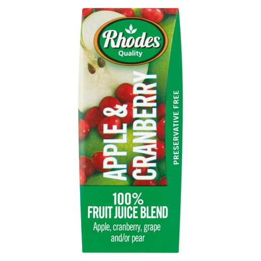 Rhodes 100% Apple & Cranberry Juice Box 200ml