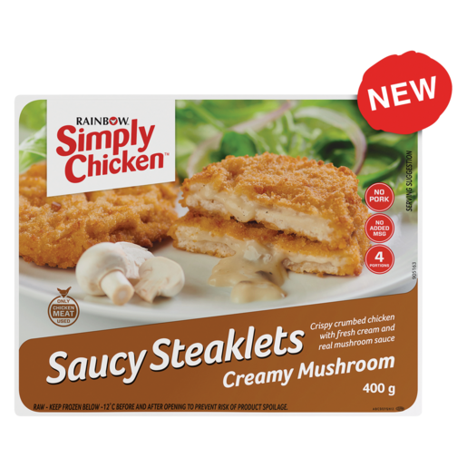 Simply Chicken Frozen Saucy Steaklets Creamy Mushroom 400g