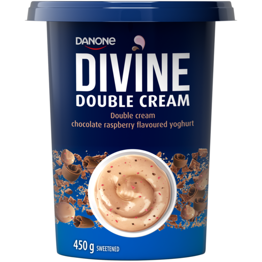 Danone Divine Double Cream Chocolate Raspberry Flavoured Yoghurt 450g