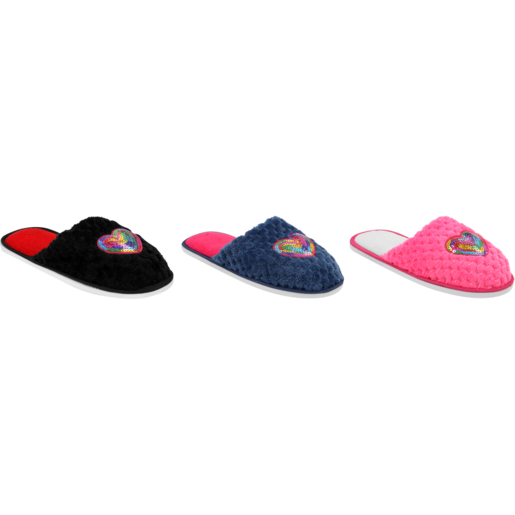 Ladies Rainbow Heart Slippers Size 3-8 (Assorted Item - Supplied at Random)