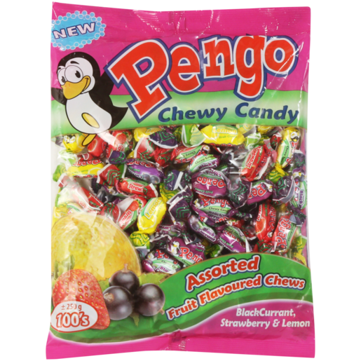 Pengo Blackcurrant, Strawberry & Lemon Flavoured Chewy Candy 250g