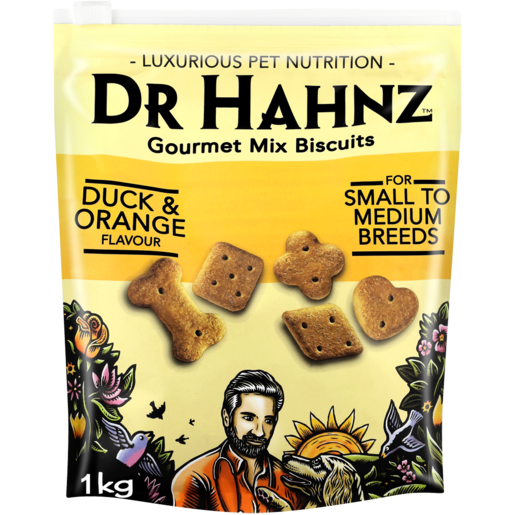 Dr Hahnz Duck & Orange Gourmet Mix Dog Biscuits 1kg