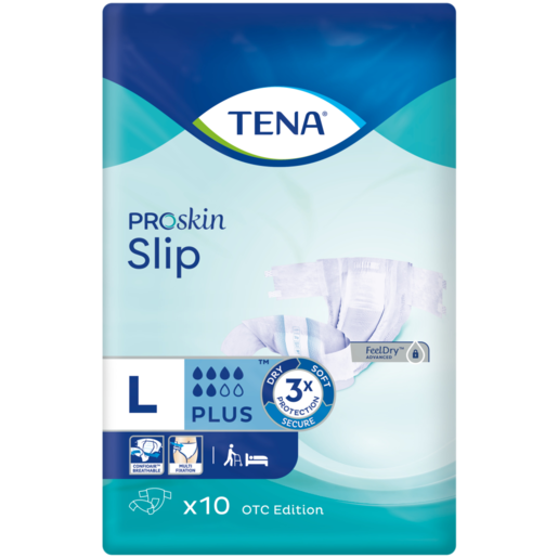 Tena ProSkin Slip Plus Large OTC Edition Adult Diapers 10 Pack
