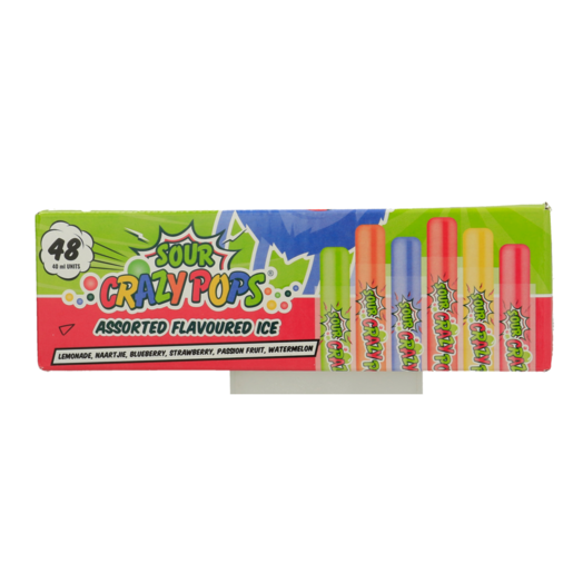 Crazy Pops Sour Assorted Flavoured Ice Pops 48 x 40ml