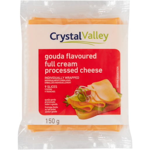Crystal Valley Gouda Flavoured Full Cream Processed Cheese Slices 9 Pack