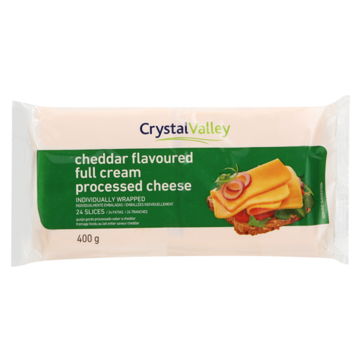 Crystal Valley Cheddar Flavoured Full Cream Processed Cheese Slices Pack 400g