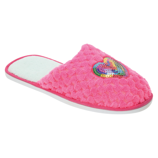Ladies Rainbow Heart Slippers Size 3-8 (Assorted Item - Supplied At Random)