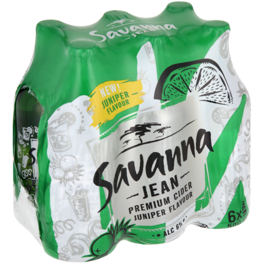 Savanna Jean Juniper Flavoured Premium Cider Bottles 6 x 500ml