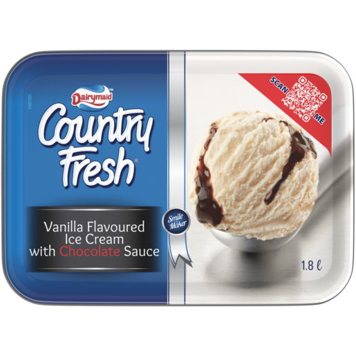 Dairymaid Country Fresh Vanilla Flavoured Ice Cream with Chocolate Sauce 1.8L 