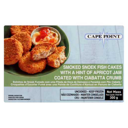 Cape Point Smoked Snoek Fish Cakes with a Hint of Apricot Jam Coated with Ciabatta Crumb 300g