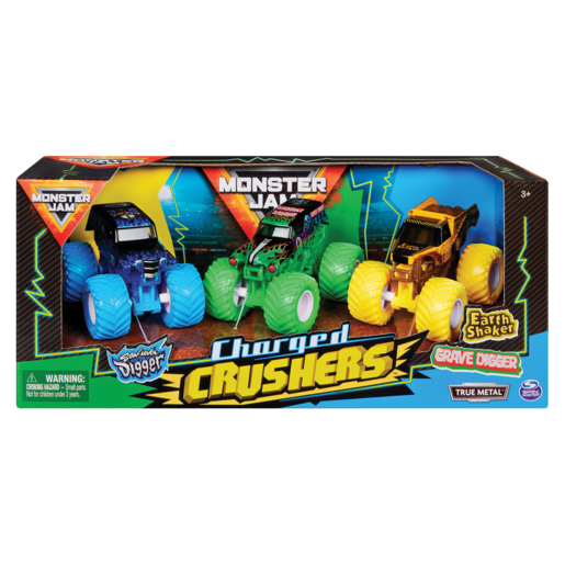 Monster Jam Charged Crushers Monster Trucks Toy Set 3 Pack