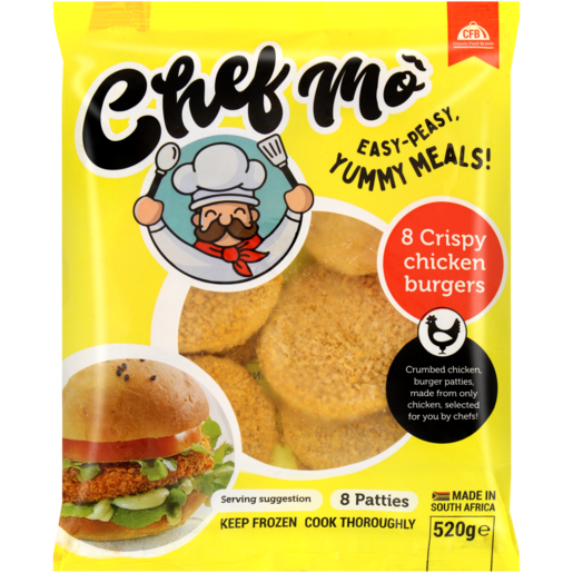 Chef Mo Frozen Crispy Chicken Burgers 8 Pack