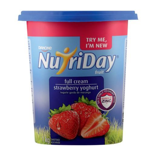 NutriDay Strawberry Flavoured Full Cream Yoghurt 1kg